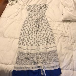 Button down strapless maxi dress